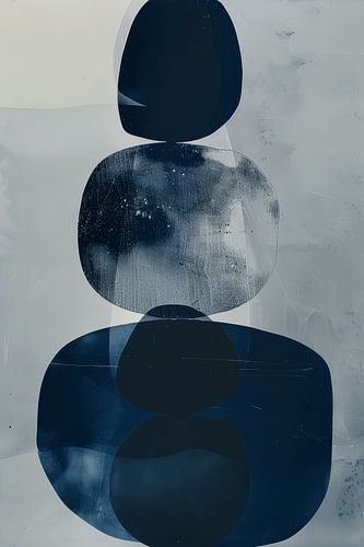 Japandi in kobaltblau, modern und abstrakt