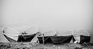 Schwarze und weiße Boote