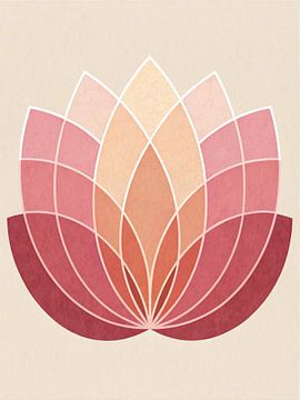 Elegant Lotus Bloom - Art mural floral géométrique minimaliste sur taufid hidayat