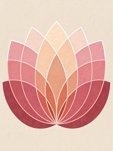 Elegant Lotus Bloom - Art mural floral géométrique minimaliste