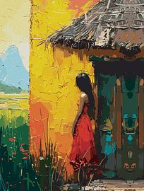 Mädchen in Rot bei der Gelben Hütte von Ramy Salah Hefny