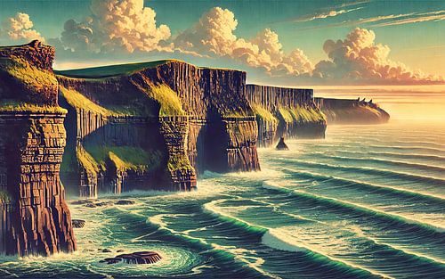 Vintage Ierland, Kliffen van Moher Poster