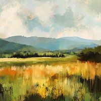 Ruhige Landschaft mit Hügeln und Feldern