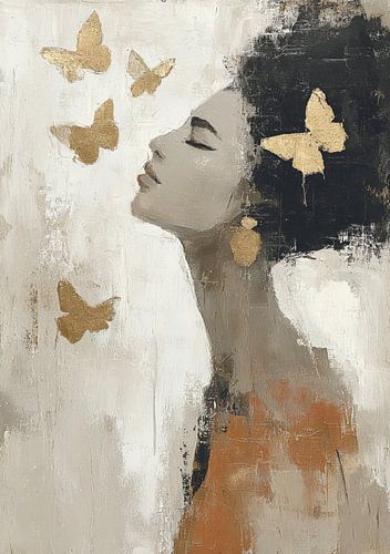 Portrait with golden butterflies by Niklas Maximilian