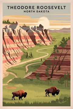 Nationaal park Theodore Roosevelt, Noord-Dakota van Poster Art Shop
