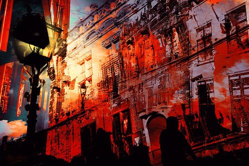 De stad Kampen bij nacht