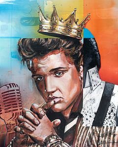 Elvis Presley 'the King' schilderij van Jos Hoppenbrouwers