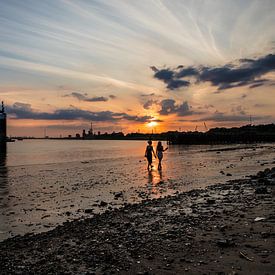 Zonsondergang Schelde van Marinella Geerts