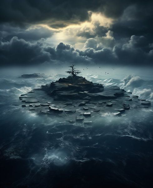 Storm in de oceaan van fernlichtsicht