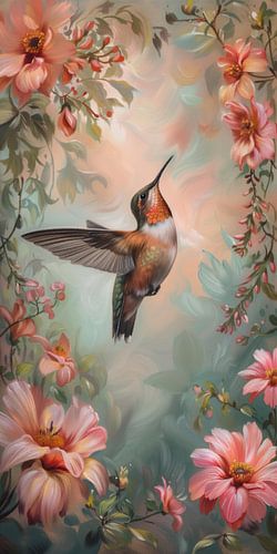 Hummingbird in Flower Paradise