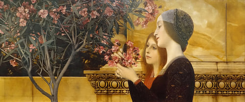 Two Girls with an Oleander Bush, Gustav Klimt