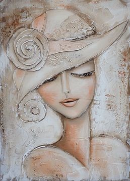 Portret van een dame met een hoed van Studio Allee