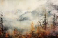 Modern and abstract mountain landscape
