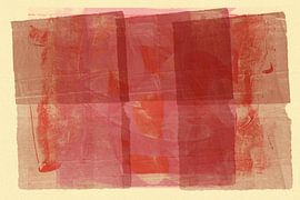 Japandi. Abstracte vormen in donkerrood en wit van Abstract Minimalist Art