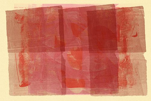 Japandi. Abstracte vormen in donkerrood en wit