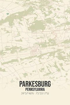 Carte ancienne de Parkesburg (Pennsylvanie), USA. sur Rezona