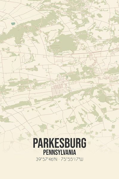 Carte ancienne de Parkesburg (Pennsylvanie), USA. par Affiches de lieux