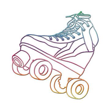 Neon roller skate on white (roller derby sports roller skates kids' room rainbow bright colours cool by Natalie Bruns