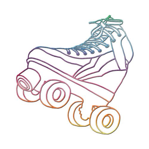 Neon rolschaats op wit (roller derby sport rolschaatsen kinderkamer regenboog velle kleuren stoer)