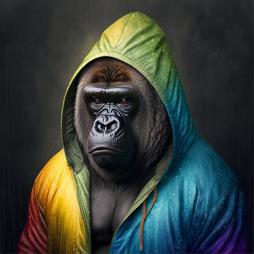 Gorilla in de regen