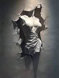 gipsen Torso vrouw aan de wand,fragment van elegantie van Egon Zitter