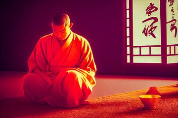 Moine Shaolin dans un temple Illustration sur Animaflora PicsStock
