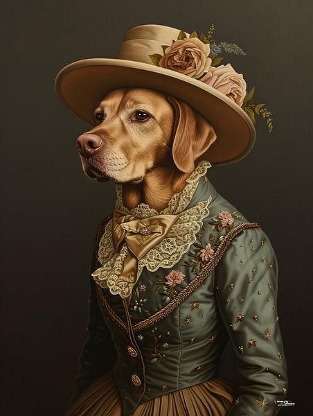Hund in viktorianischem Kleid von Gelissen Artworks