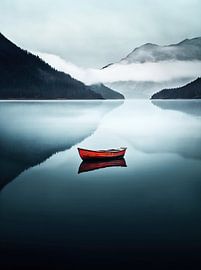Boat in a mountain lake