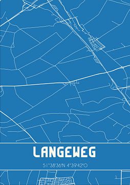 Blauwdruk | Landkaart | Langeweg (Noord-Brabant) van Rezona