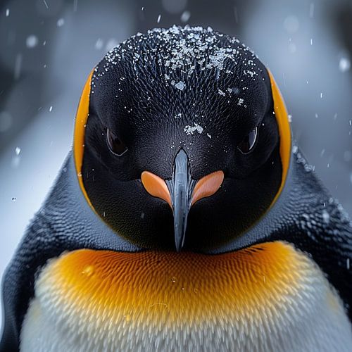 Close Up King Penguin In The Snow