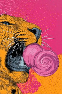 Panter met Lolly Popart Contrast en Brutaliteit van Eva Lee