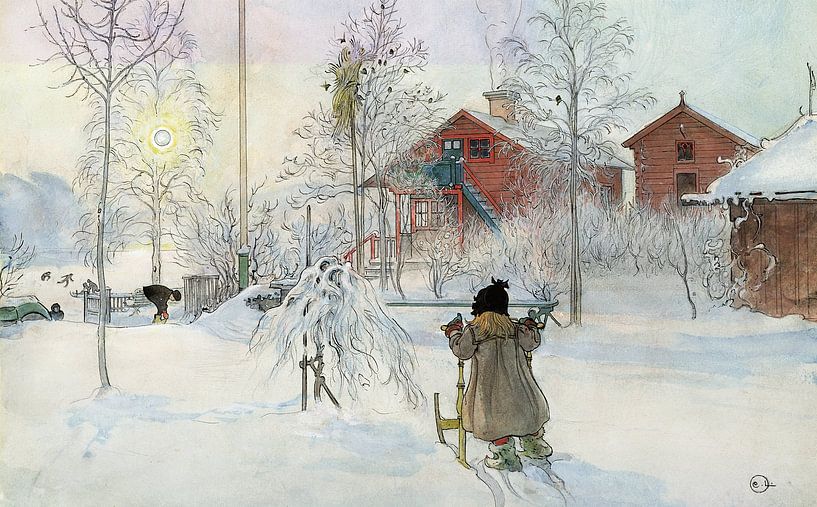 Carl Larsson,The Yard and Wash House by finemasterpiece