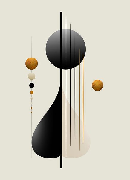 Minimalisme in goud,zwart en roomwit van Hilde Remerie Photography and digital art