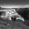 Gullfoss waterval, black and white van Marly De Kok