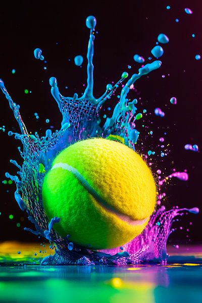 Balle de tennis néon qui éclabousse par Poster Art Shop