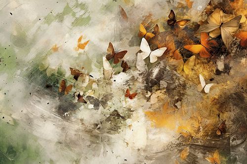 Butterflies Putting on make up | Abstract painting by Eye catching paintings