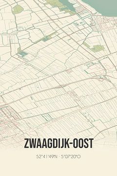 Vintage landkaart van Zwaagdijk-Oost (Noord-Holland) van Rezona