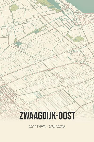 Alte Landkarte von Zwaagdijk-Oost (Nordholland) von Ortsdrucke