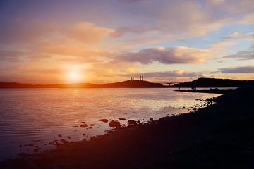 Sunset at mountain lake in Norway by Emiel de Lange