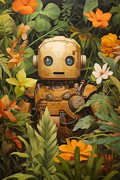 Robot parmi les fleurs sur But First Framing