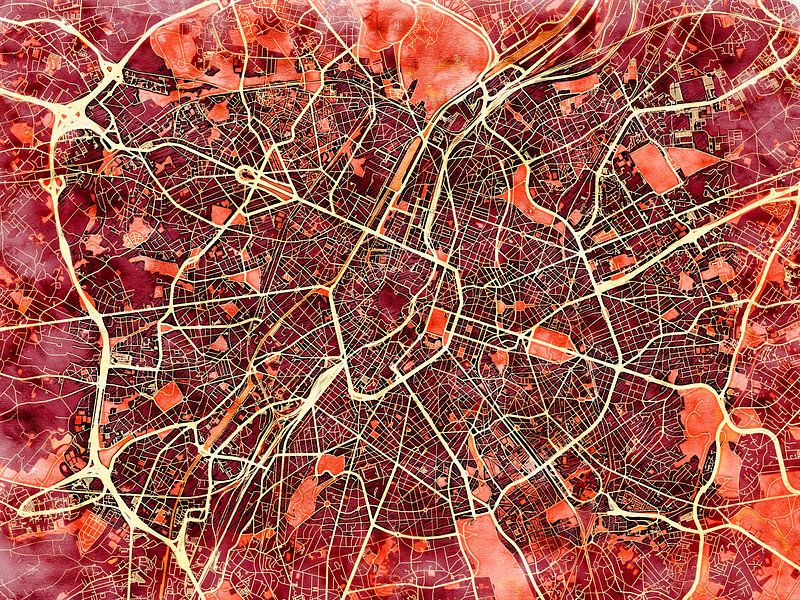 Carte de Brussel avec le style 'Amber Autumn' par Maporia