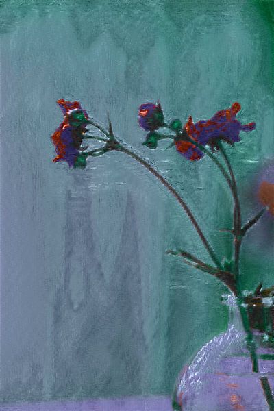 Orange Gaura Blumen in Glasvase von Gaby Hendriksz