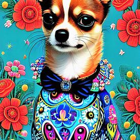Flower power Chihuahua van Maud De Vries
