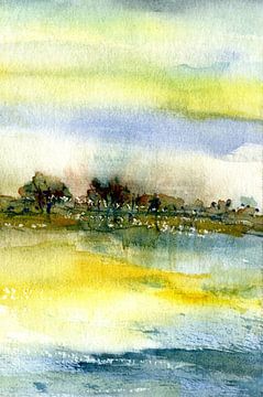 Impressionistisch landschap 1 hoog van Claudia Gründler