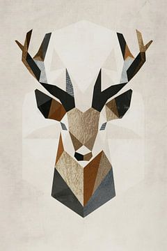 Tête de cerf minimaliste en style géométrique sur De Muurdecoratie