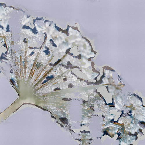 Frosted Elegance – Abstract Winter Flower in Lilac, Ice Blue and Silver Grey