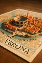 Verona Arena Roman Amphitheater 3D Map – Romeo & Juliet City Art by Travel Shop