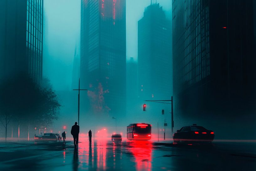 Urban fog scene at night by Poster Art Shop