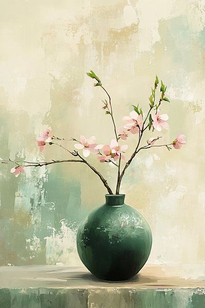 Grüne Vase mit Blüte von Imperial Art House