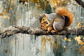 Mother squirrel lovingly protects young by Imperial Art House